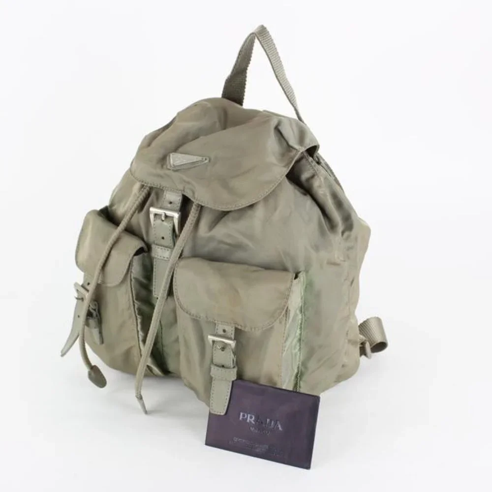 Prada Grey Tessuto Nylon Twin Pocket Backpack 1P826